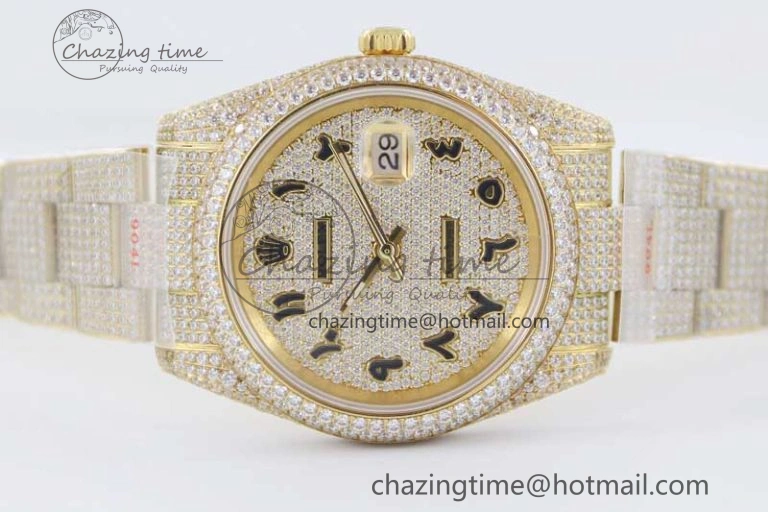 Datejust 41 YG Full Diamonds TWF 1:1 Best Edition Arabic Markers Dial on Bracelet A GoAnywhere 2399