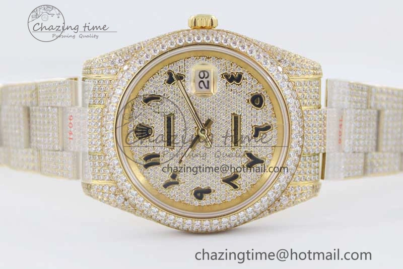 Datejust 41 YG Full Diamonds TWF 1:1 Best Edition Arabic Markers Dial on Bracelet A GoAnywhere 2399