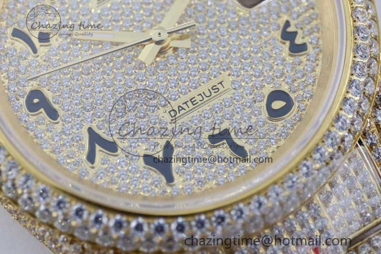 Datejust 41 YG Full Diamonds TWF 1:1 Best Edition Arabic Markers Dial on Bracelet A GoAnywhere 2399