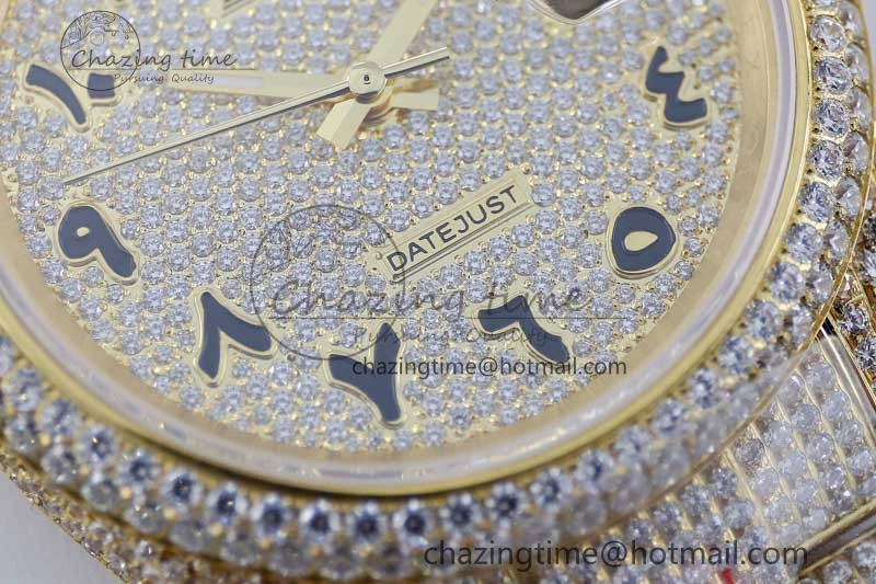 Datejust 41 YG Full Diamonds TWF 1:1 Best Edition Arabic Markers Dial on Bracelet A GoAnywhere 2399