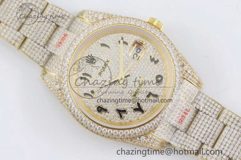 Datejust 41 YG Full Diamonds TWF 1:1 Best Edition Arabic Markers Dial on Bracelet A GoAnywhere 2399