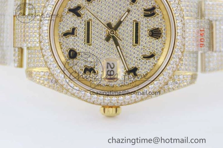Datejust 41 YG Full Diamonds TWF 1:1 Best Edition Arabic Markers Dial on Bracelet A GoAnywhere 2399