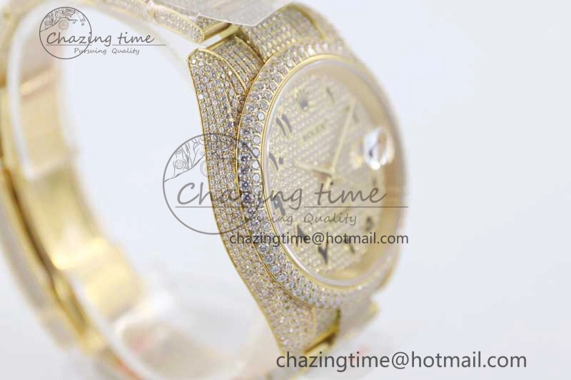 Datejust 41 YG Full Diamonds TWF 1:1 Best Edition Arabic Markers Dial on Bracelet A GoAnywhere 2399