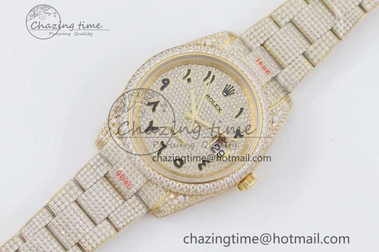 Datejust 41 YG Full Diamonds TWF 1:1 Best Edition Arabic Markers Dial on Bracelet A GoAnywhere 2399