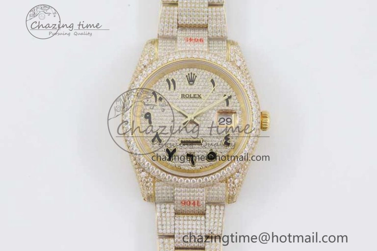 Datejust 41 YG Full Diamonds TWF 1:1 Best Edition Arabic Markers Dial on Bracelet A GoAnywhere 2399