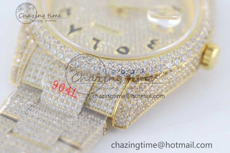 Datejust 41 YG Full Diamonds TWF 1:1 Best Edition Arabic Markers Dial on Bracelet A GoAnywhere 2399
