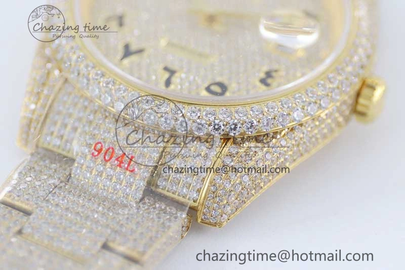 Datejust 41 YG Full Diamonds TWF 1:1 Best Edition Arabic Markers Dial on Bracelet A GoAnywhere 2399