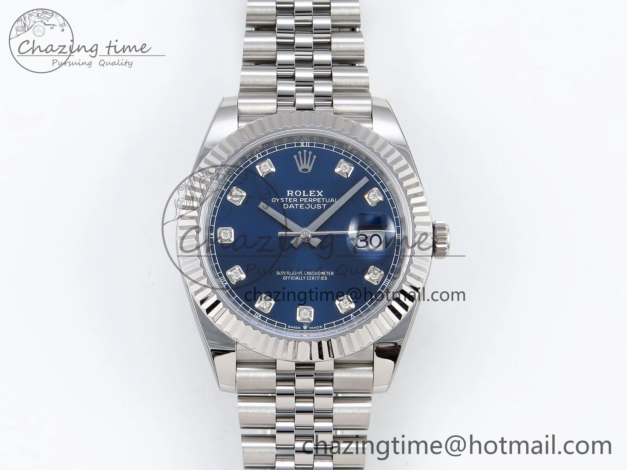 BestValue Datejust 41mm 126234 904L Steel HGF 1:1 Best Edition Blue Diamonds Dial on SS Bracelet VR 1471