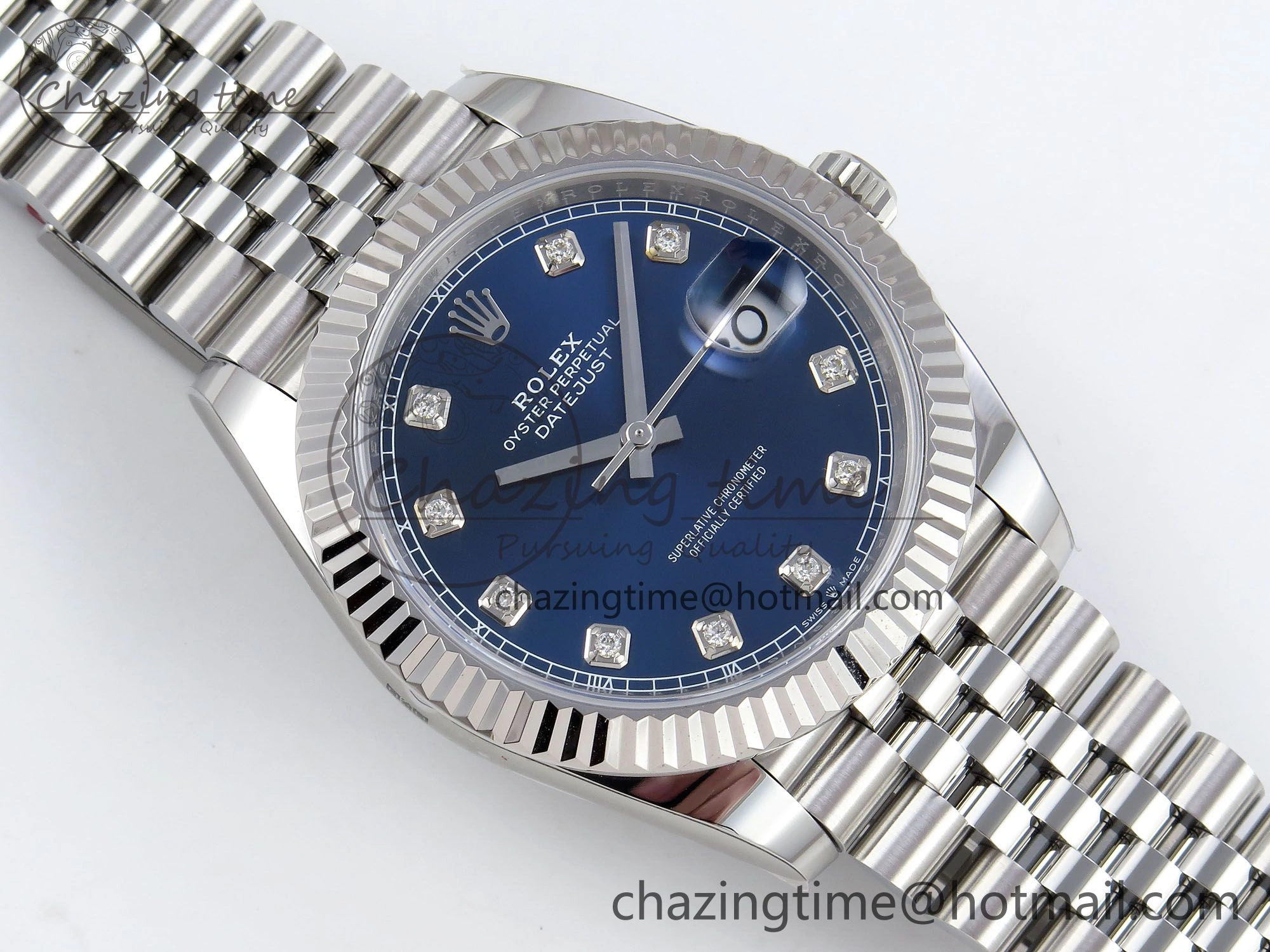 BestValue Datejust 41mm 126234 904L Steel HGF 1:1 Best Edition Blue Diamonds Dial on SS Bracelet VR 1471