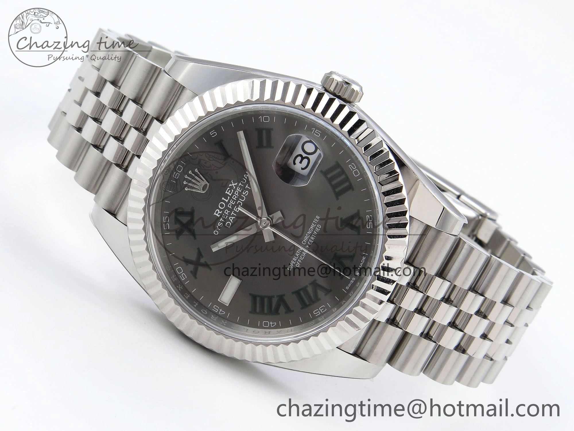HighPerformance Datejust 41mm 126234 904L Steel HGF 1:1 Best Edition Gray Dial Green Roman on SS Bracelet VR 1467