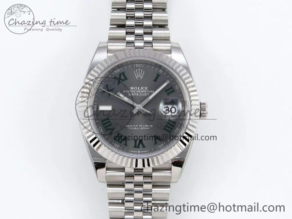 HighPerformance Datejust 41mm 126234 904L Steel HGF 1:1 Best Edition Gray Dial Green Roman on SS Bracelet VR 1467