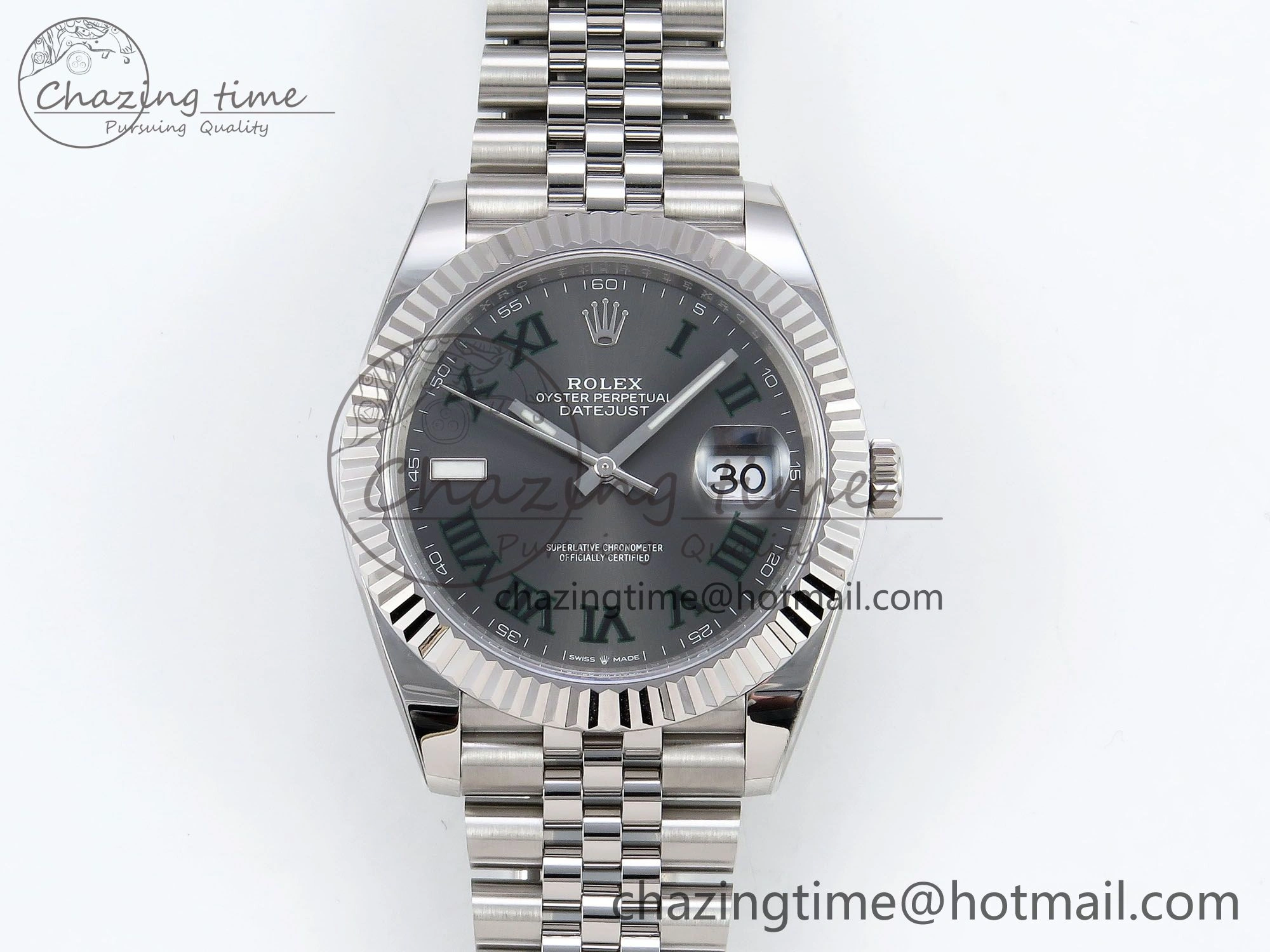 HighPerformance Datejust 41mm 126234 904L Steel HGF 1:1 Best Edition Gray Dial Green Roman on SS Bracelet VR 1467