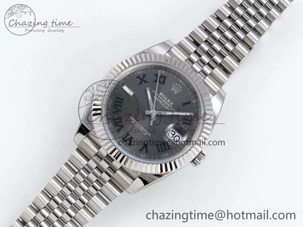HighPerformance Datejust 41mm 126234 904L Steel HGF 1:1 Best Edition Gray Dial Green Roman on SS Bracelet VR 1467