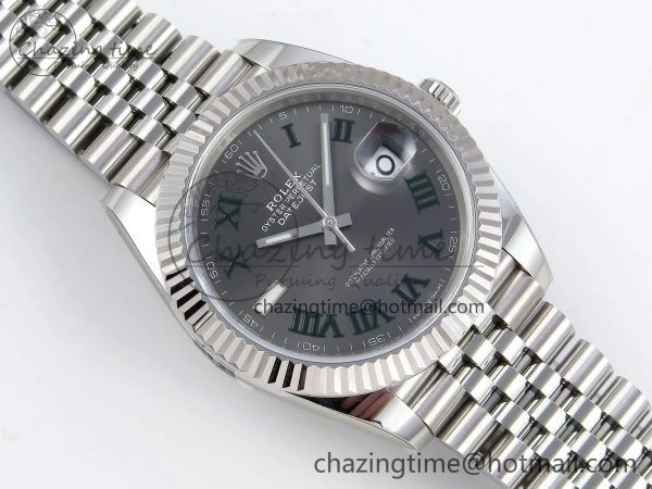 HighPerformance Datejust 41mm 126234 904L Steel HGF 1:1 Best Edition Gray Dial Green Roman on SS Bracelet VR 1467