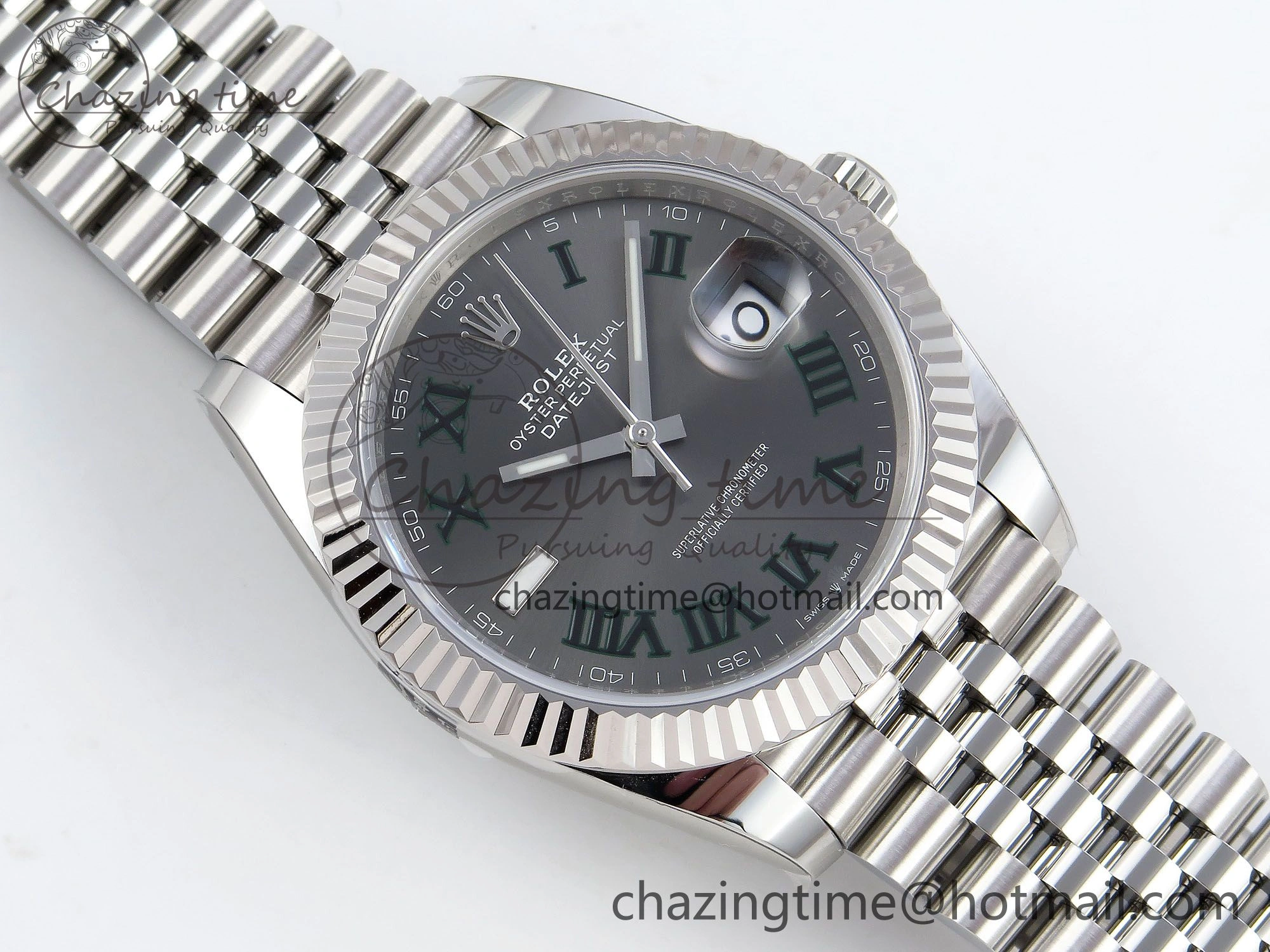 HighPerformance Datejust 41mm 126234 904L Steel HGF 1:1 Best Edition Gray Dial Green Roman on SS Bracelet VR 1467