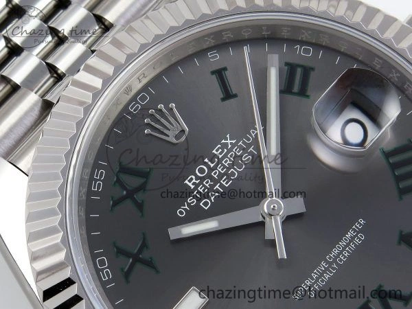 HighPerformance Datejust 41mm 126234 904L Steel HGF 1:1 Best Edition Gray Dial Green Roman on SS Bracelet VR 1467