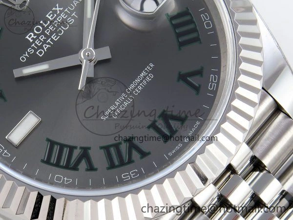 HighPerformance Datejust 41mm 126234 904L Steel HGF 1:1 Best Edition Gray Dial Green Roman on SS Bracelet VR 1467