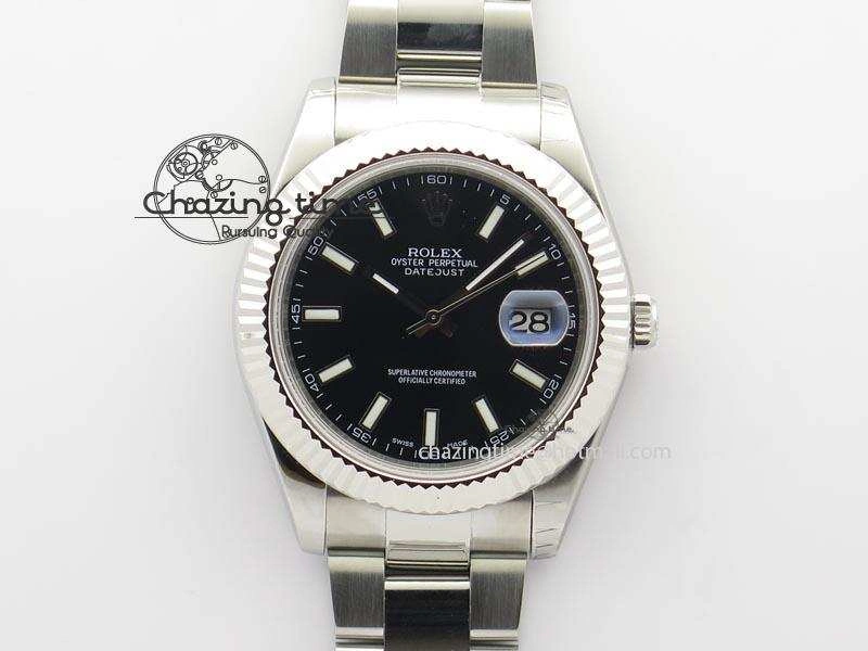 Bright Datejust II 116334 SS 41mm Black Dial Sticks Markers On SS Bracelet A 3891