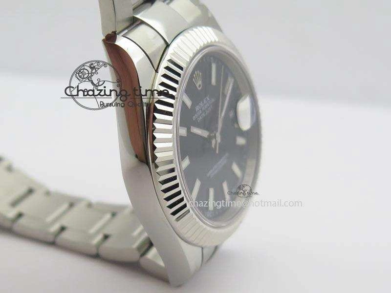 Bright Datejust II 116334 SS 41mm Black Dial Sticks Markers On SS Bracelet A 3891