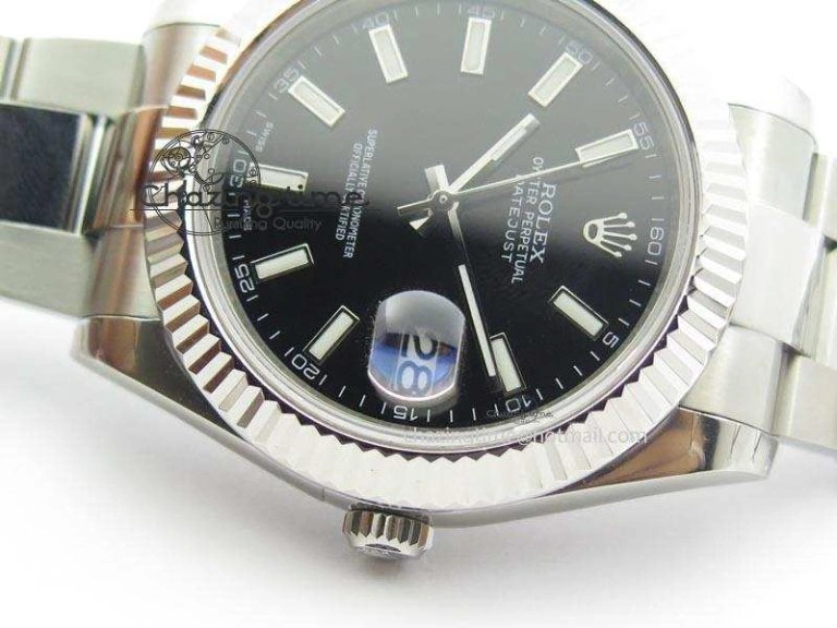 Bright Datejust II 116334 SS 41mm Black Dial Sticks Markers On SS Bracelet A 3891