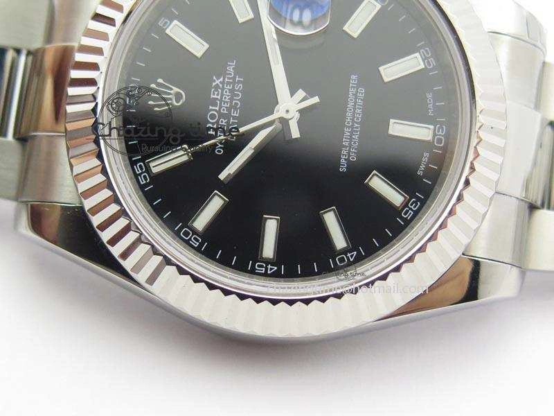 Bright Datejust II 116334 SS 41mm Black Dial Sticks Markers On SS Bracelet A 3891
