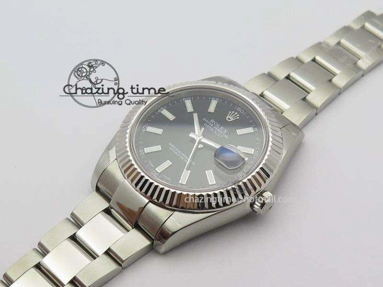 Bright Datejust II 116334 SS 41mm Black Dial Sticks Markers On SS Bracelet A 3891