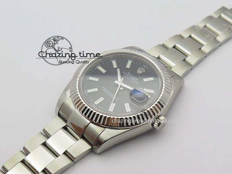 Bright Datejust II 116334 SS 41mm Black Dial Sticks Markers On SS Bracelet A 3891