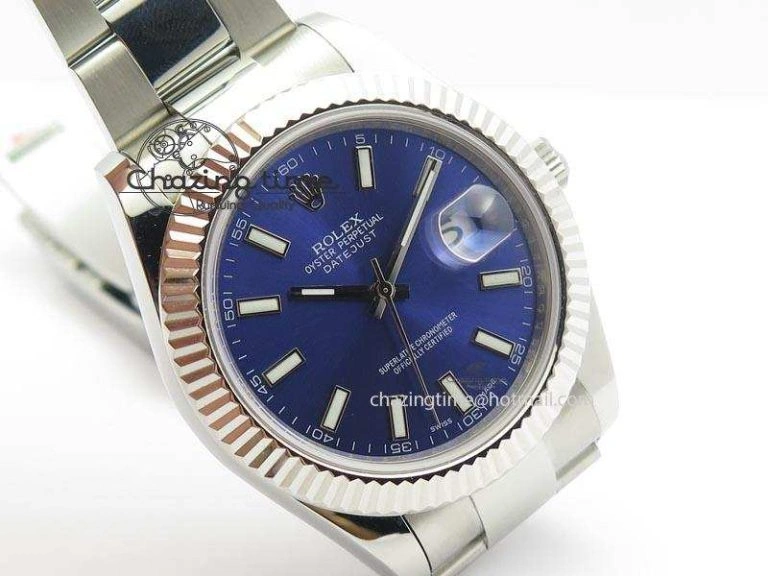 Datejust II 116334 SS 41mm Blue Dial Sticks Markers On SS Bracelet A Popular 3894