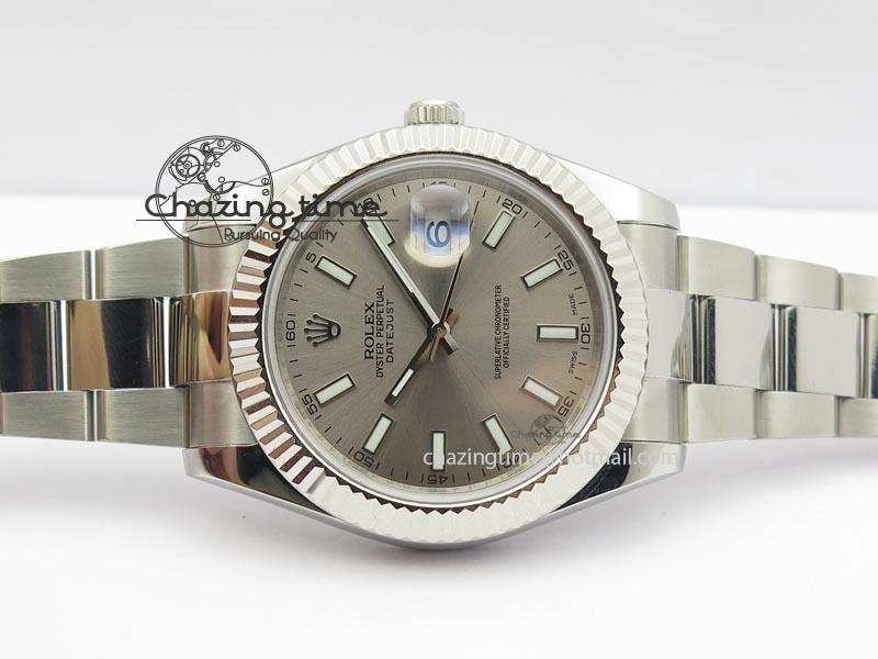Efficient Datejust II 116334 SS 41mm Sliver Gray Dial Sticks Markers On SS Bracelet A 3892