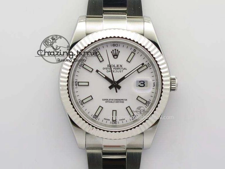 Datejust II 116334 SS 41mm White Dial Sticks Markers On SS Bracelet A Bright 3893
