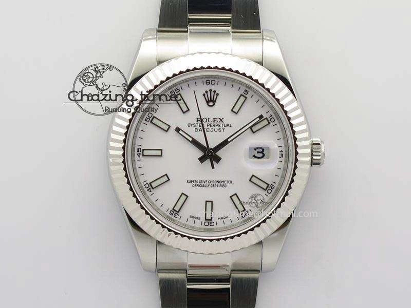 Datejust II 116334 SS 41mm White Dial Sticks Markers On SS Bracelet A Bright 3893