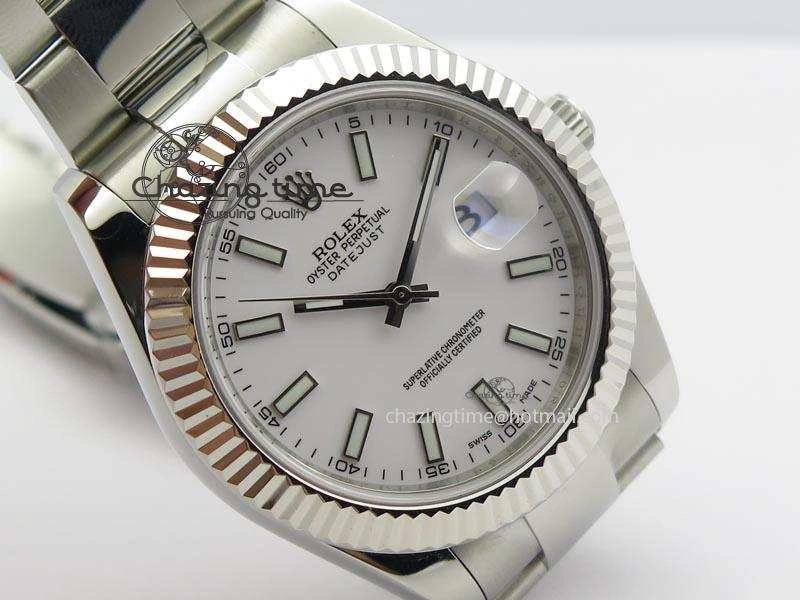 Datejust II 116334 SS 41mm White Dial Sticks Markers On SS Bracelet A Bright 3893