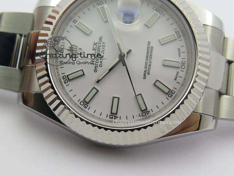 Datejust II 116334 SS 41mm White Dial Sticks Markers On SS Bracelet A Bright 3893