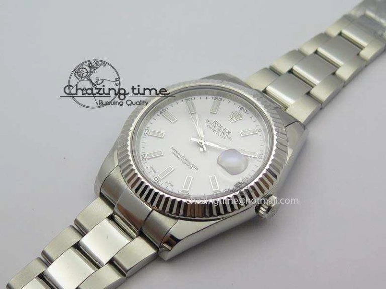Datejust II 116334 SS 41mm White Dial Sticks Markers On SS Bracelet A Bright 3893