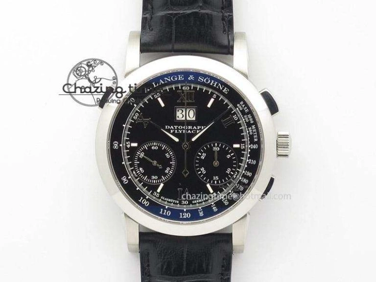 Tailored Datograph Flyback SS Black Dial On Black Leather Strap 4198