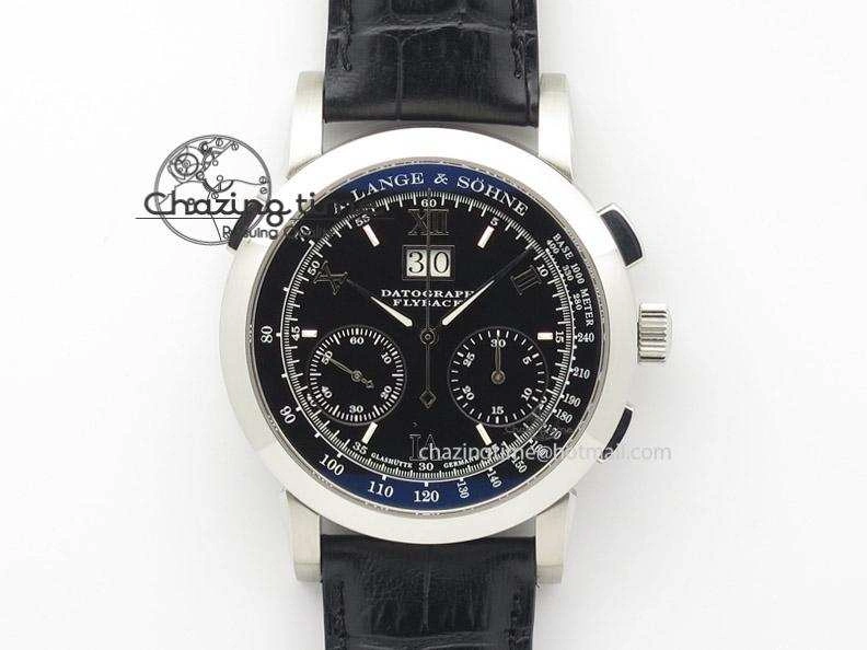 Tailored Datograph Flyback SS Black Dial On Black Leather Strap 4198