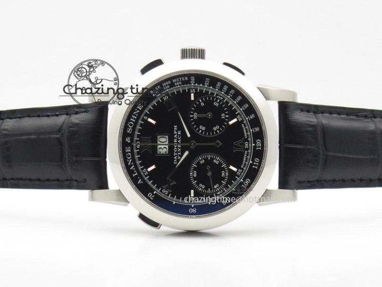 Tailored Datograph Flyback SS Black Dial On Black Leather Strap 4198