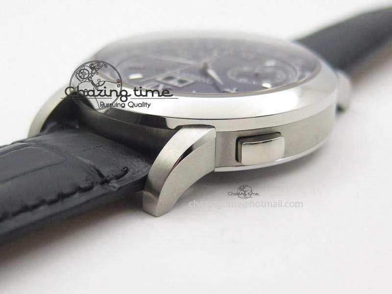 Tailored Datograph Flyback SS Black Dial On Black Leather Strap 4198