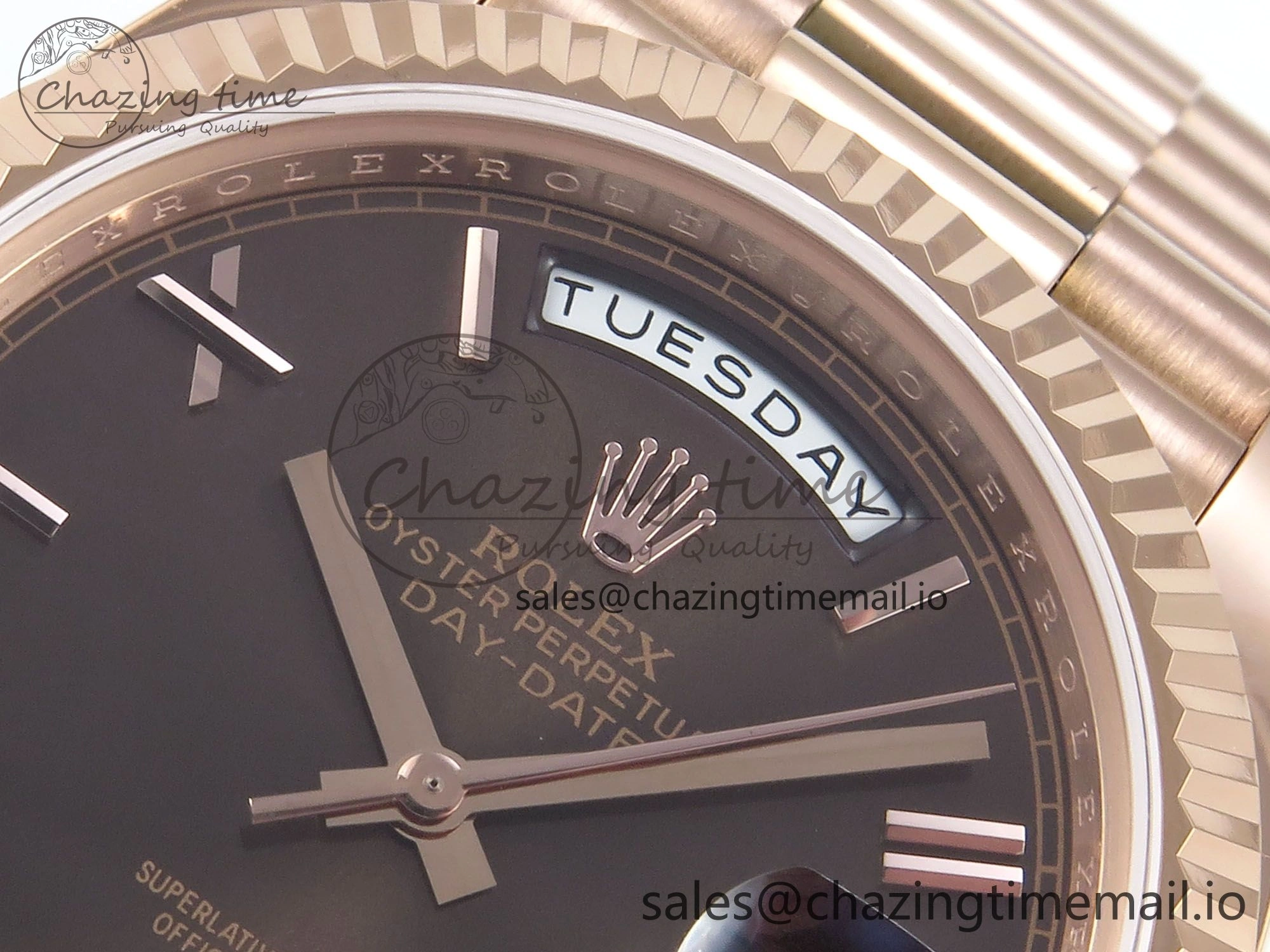 Trendsetting Day Date 128235 36mm RG KF 1:1 Best Edition Brown Roman Dial On President Bracelet A2836 (Gain Weight) 647