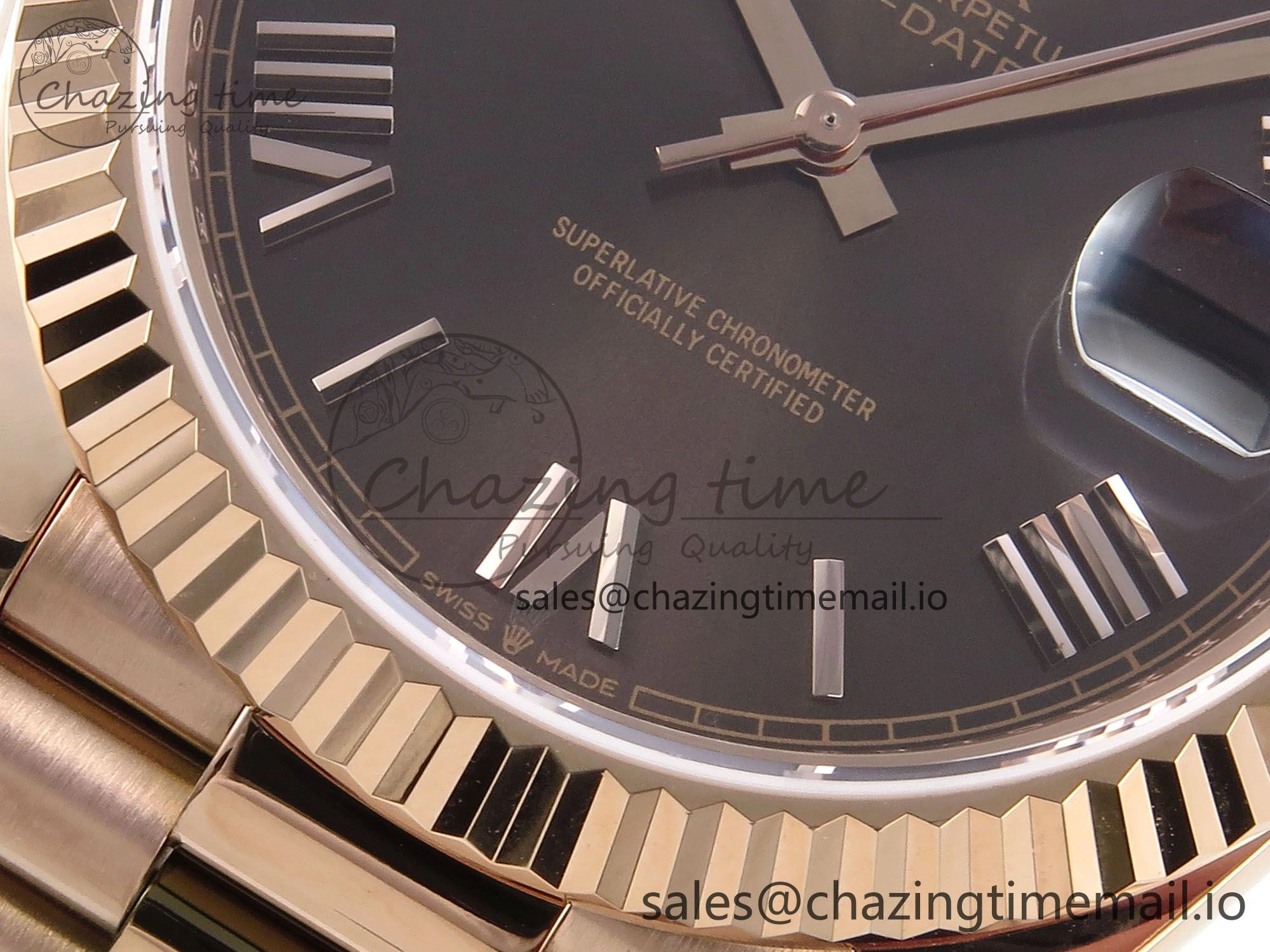 Trendsetting Day Date 128235 36mm RG KF 1:1 Best Edition Brown Roman Dial On President Bracelet A2836 (Gain Weight) 647