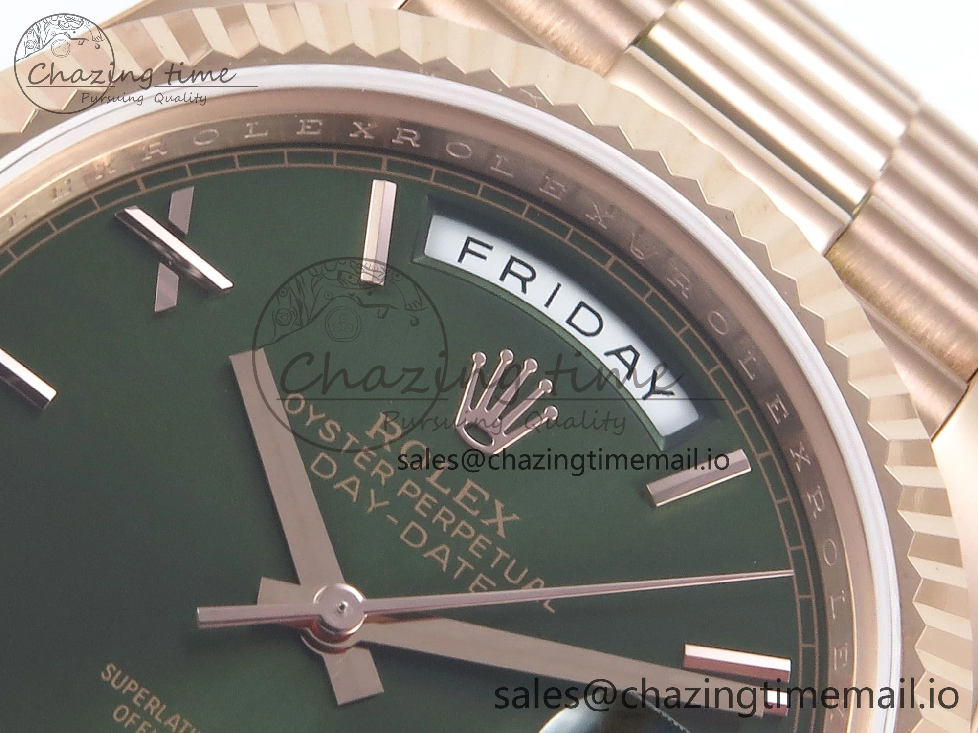 Seasonal Day Date 128235 36mm RG KF 1:1 Best Edition Green Roman Dial On President Bracelet A2836 (Gain Weight) 644
