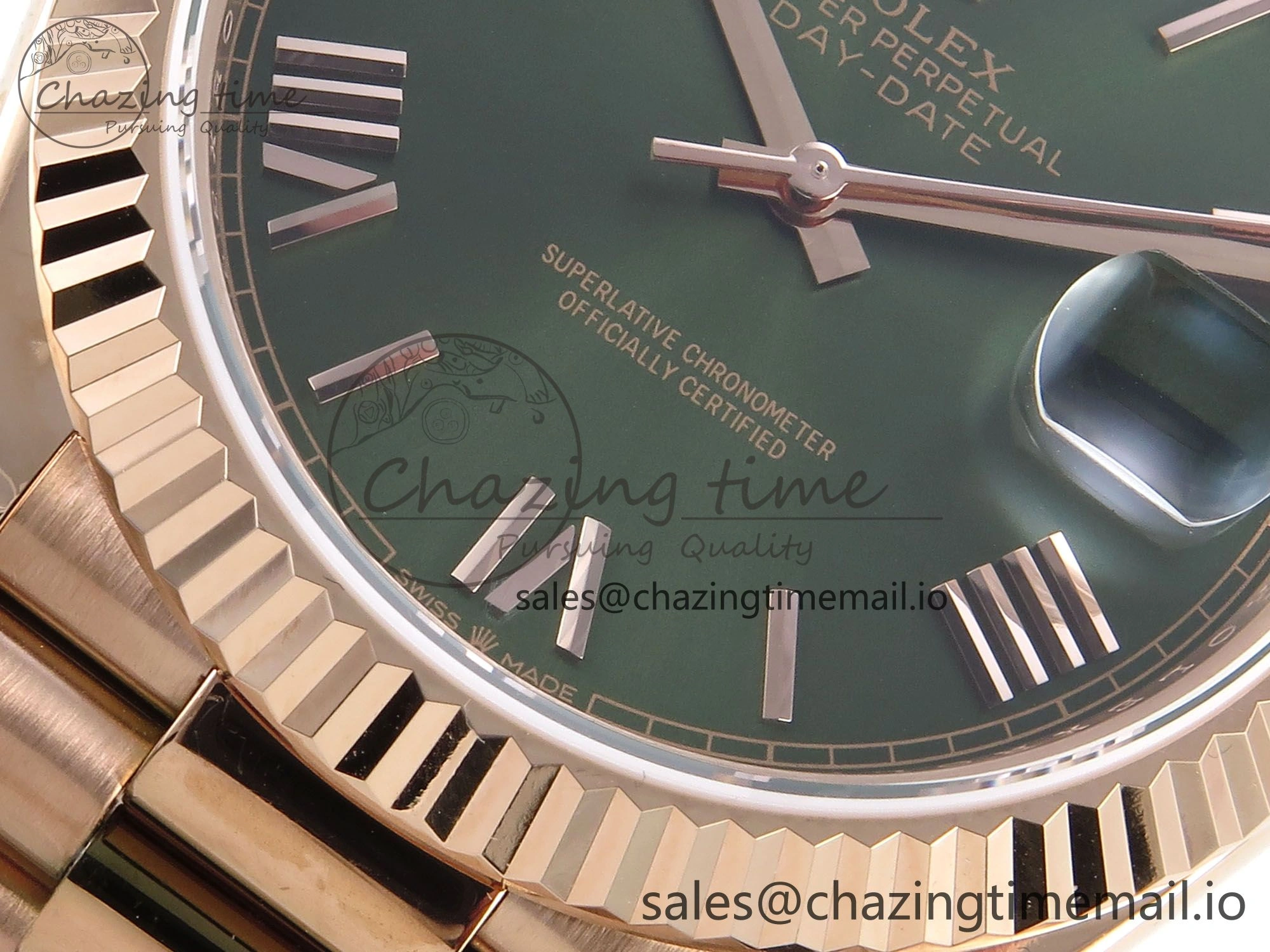 Seasonal Day Date 128235 36mm RG KF 1:1 Best Edition Green Roman Dial On President Bracelet A2836 (Gain Weight) 644