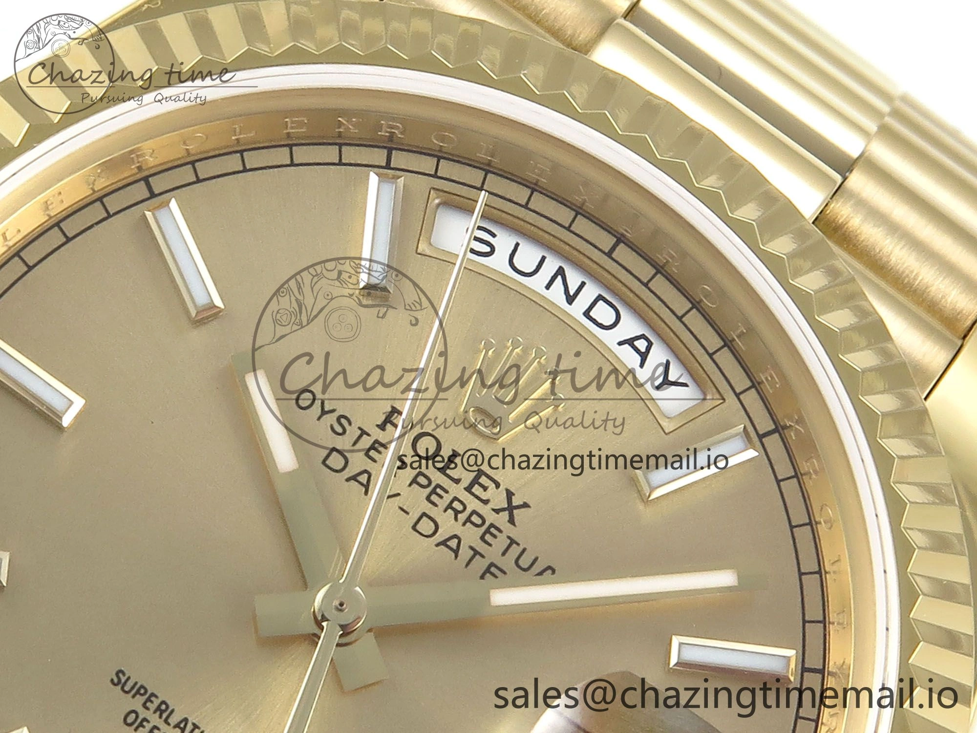 EasyCare Day Date 128238 36mm YG KF 1:1 Best Edition Gold Dial Stick Marker On President Bracelet A2836 (Gain Weight) 653