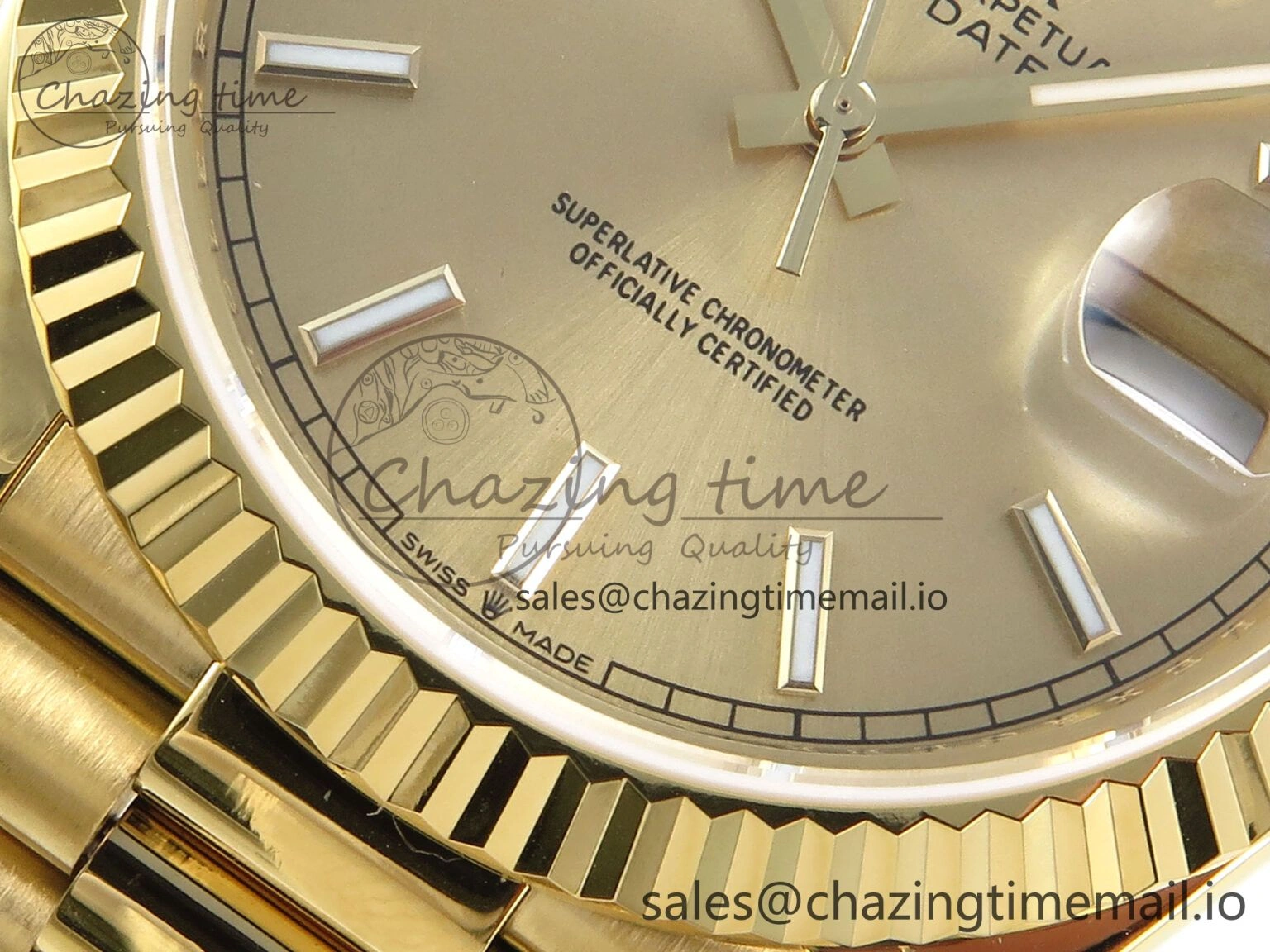 EasyCare Day Date 128238 36mm YG KF 1:1 Best Edition Gold Dial Stick Marker On President Bracelet A2836 (Gain Weight) 653