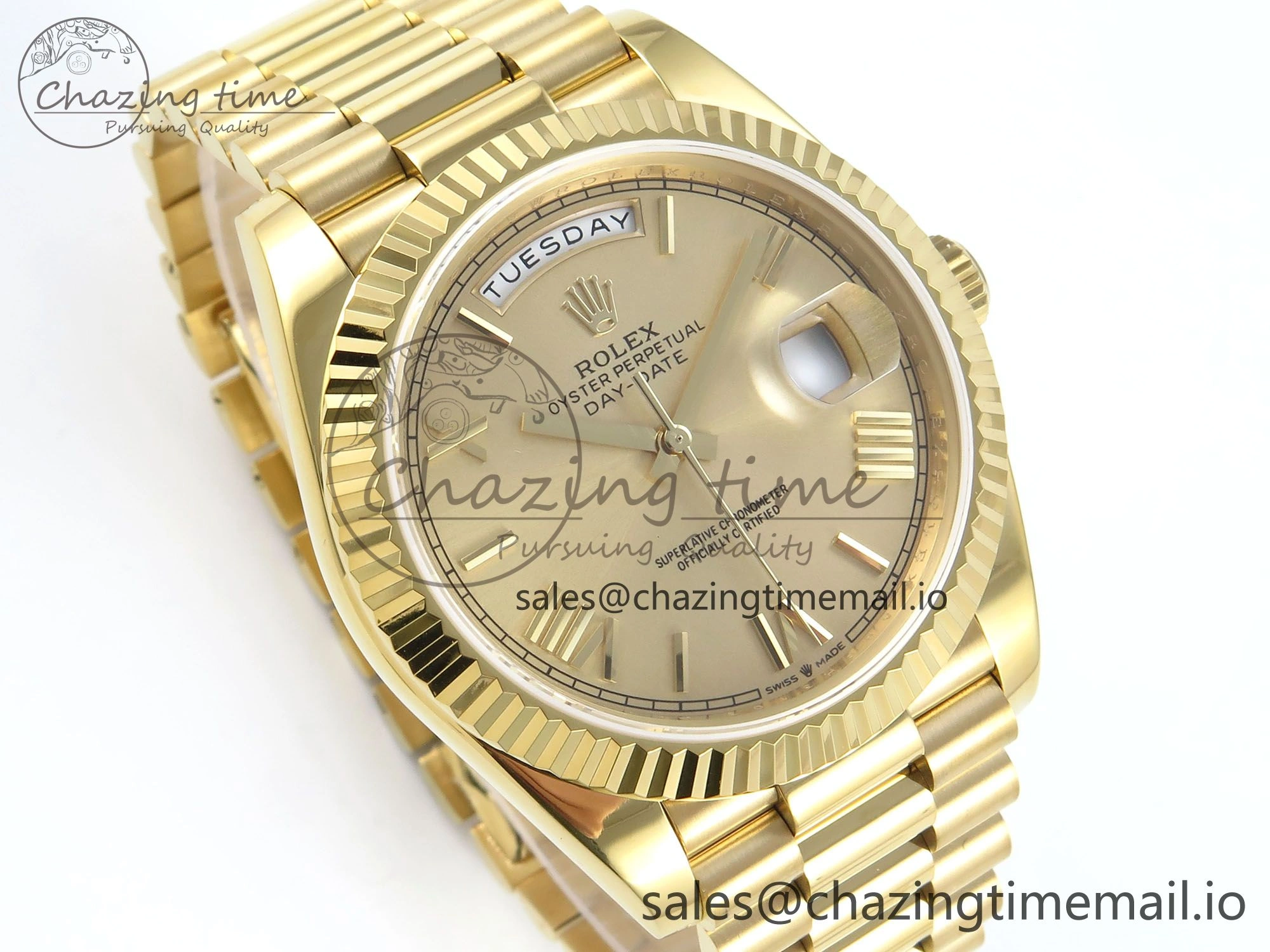 Functional Day Date 128238 36mm YG KF 1:1 Best Edition Gold Roman Dial On President Bracelet A2836 (Gain Weight) 649