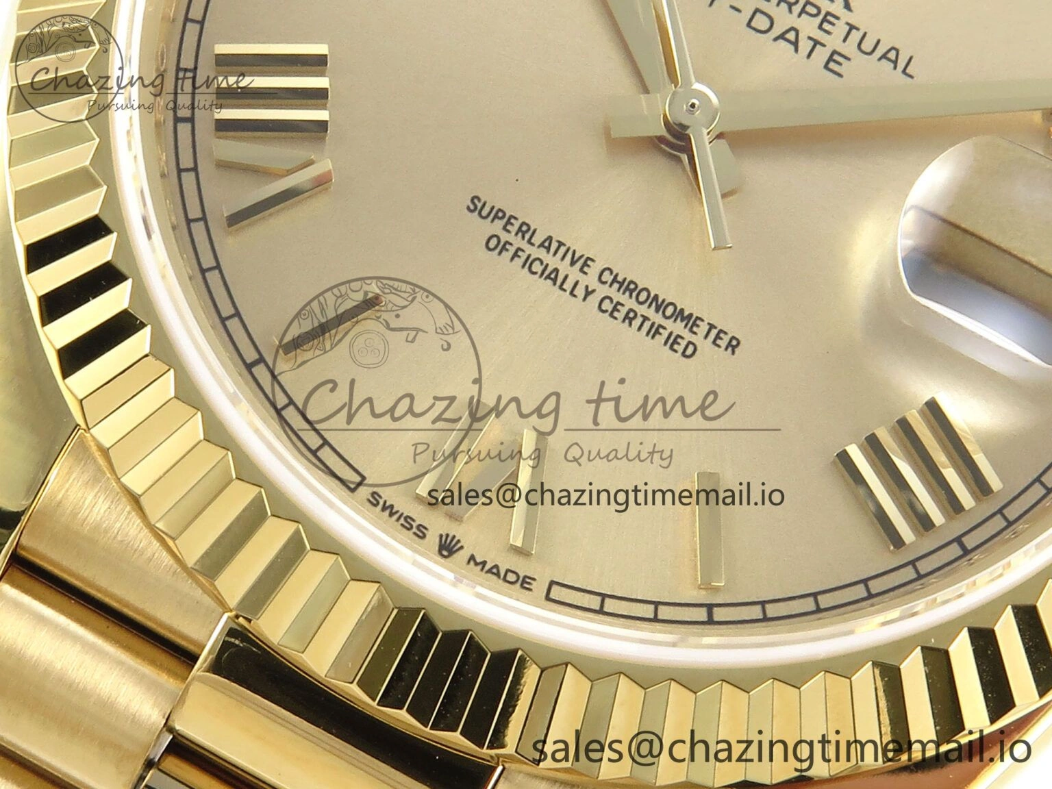 Functional Day Date 128238 36mm YG KF 1:1 Best Edition Gold Roman Dial On President Bracelet A2836 (Gain Weight) 649