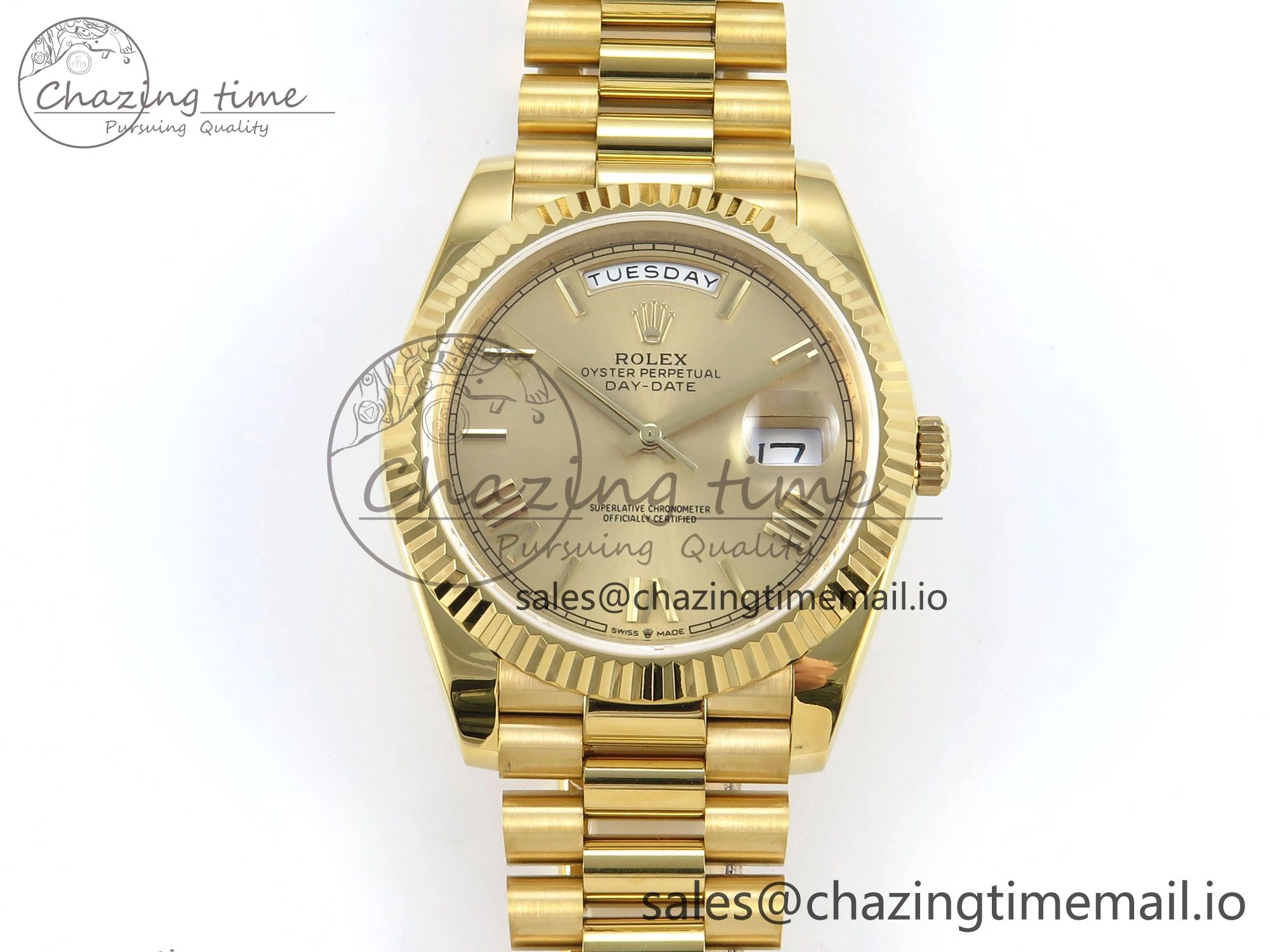 Functional Day Date 128238 36mm YG KF 1:1 Best Edition Gold Roman Dial On President Bracelet A2836 (Gain Weight) 649