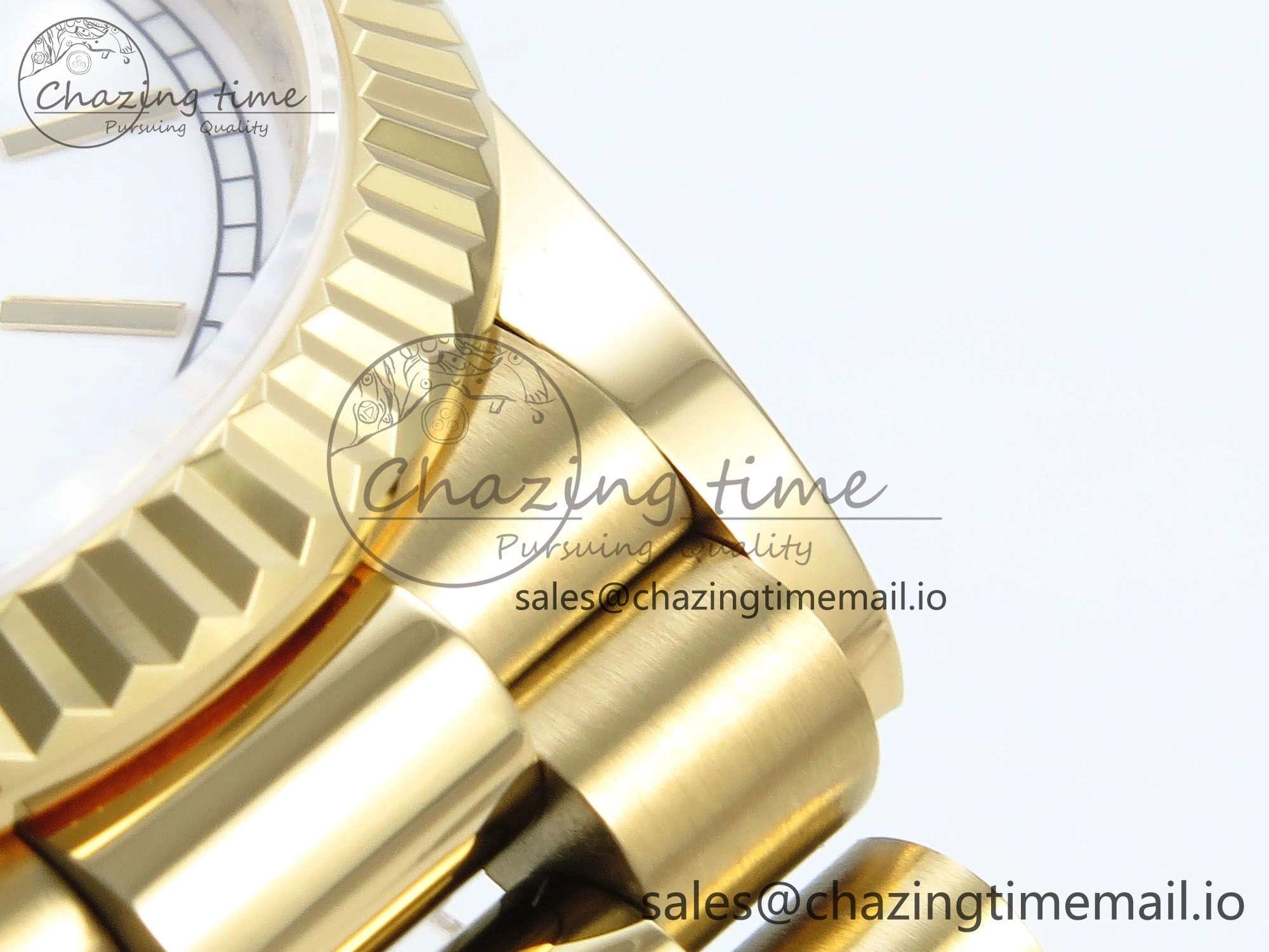Day Date 128238 36mm YG KF 1:1 Best Edition White Dial Stick Marker On President Bracelet A2836 (Gain Weight) Stretchable 507