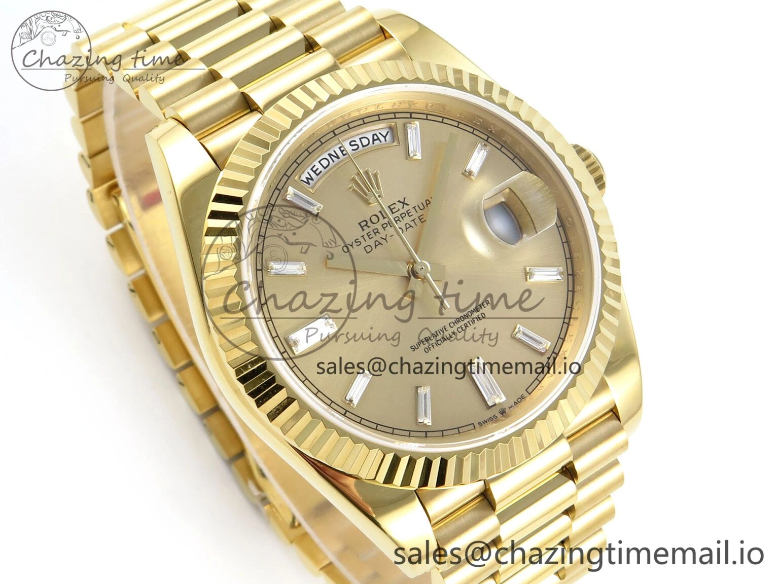Day Date 128238 36mm YG KF 1:1 Best Edition YG Crystal Dial On President Bracelet A2836 (Gain Weight) Timeless 646