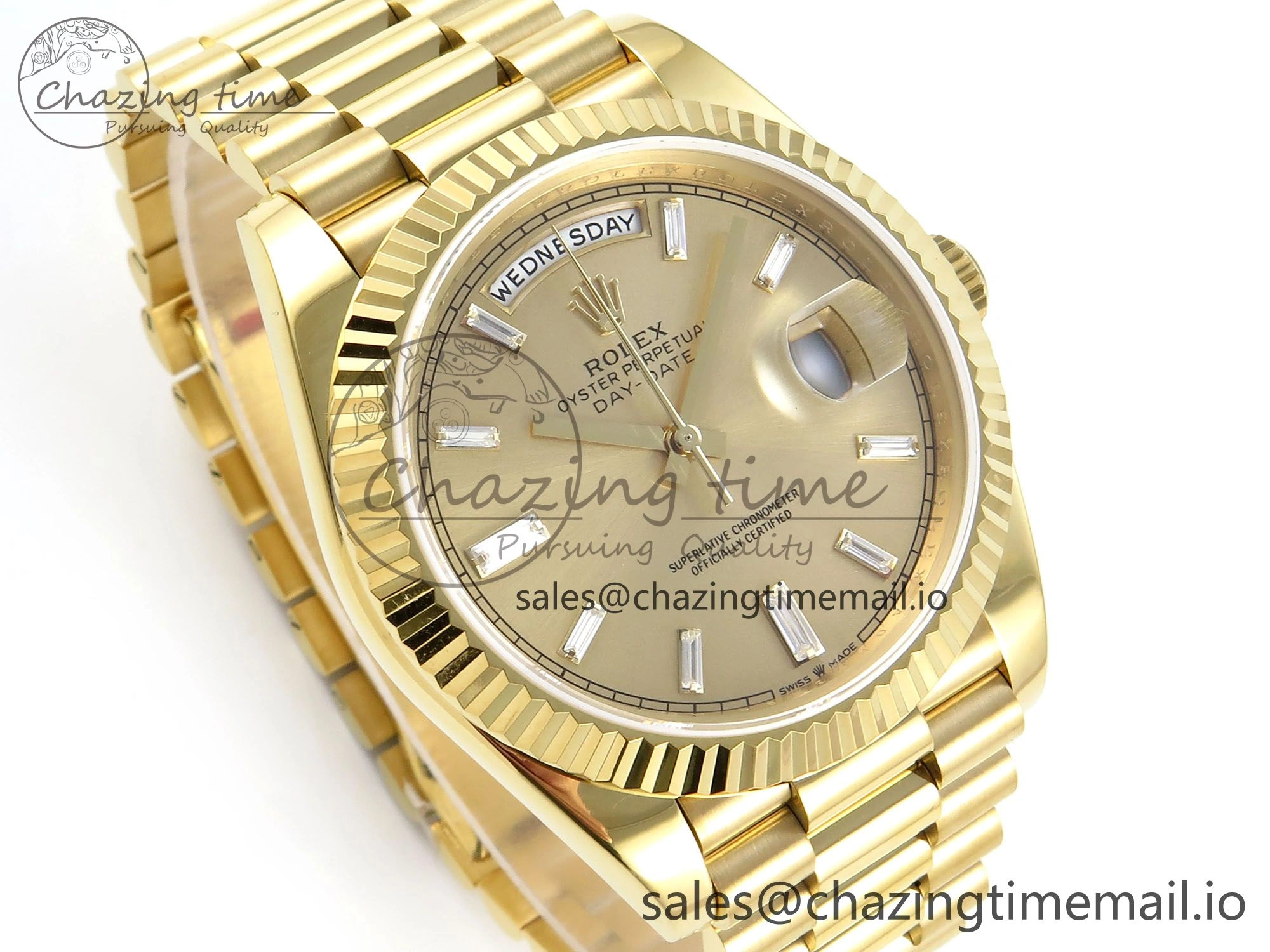 Day Date 128238 36mm YG KF 1:1 Best Edition YG Crystal Dial On President Bracelet A2836 (Gain Weight) Timeless 646